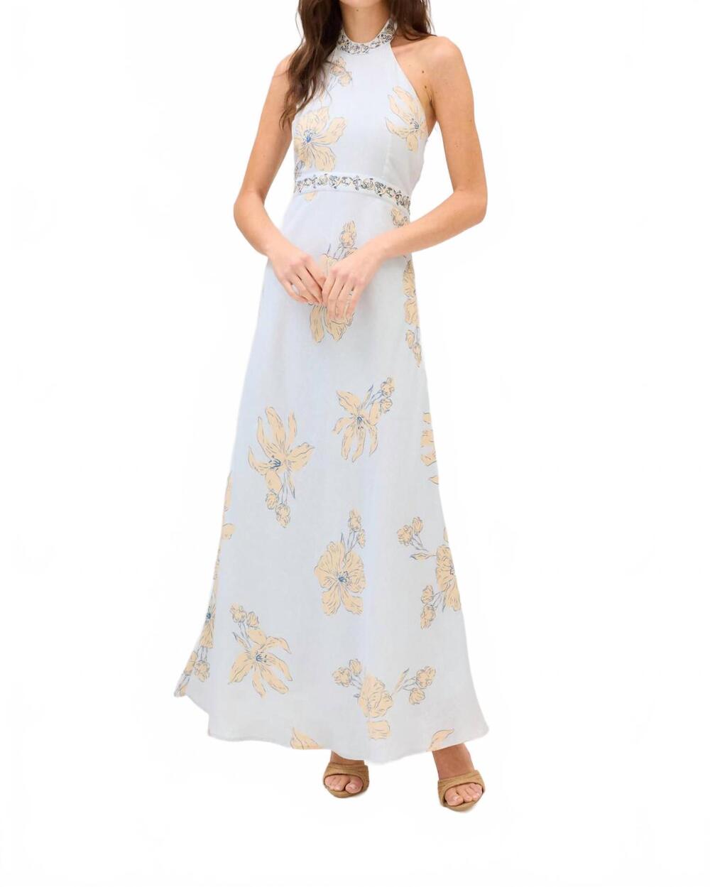 NEW ALLISON NEW YORK riley maxi dress in pale blue floral